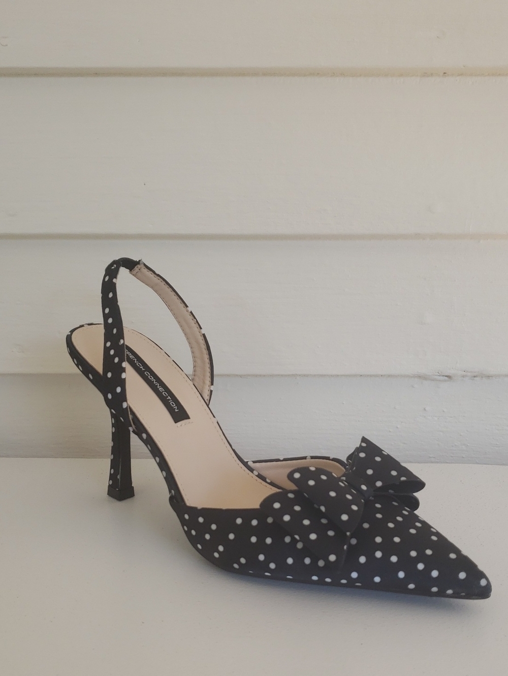 French Connection Betti Bow Polka Dot Elegant Slingback Pump Size 8